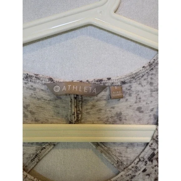 Athleta Essence Printed Tank Top Grey White Speckled Open Back Cutout Small - Picture 4 of 9